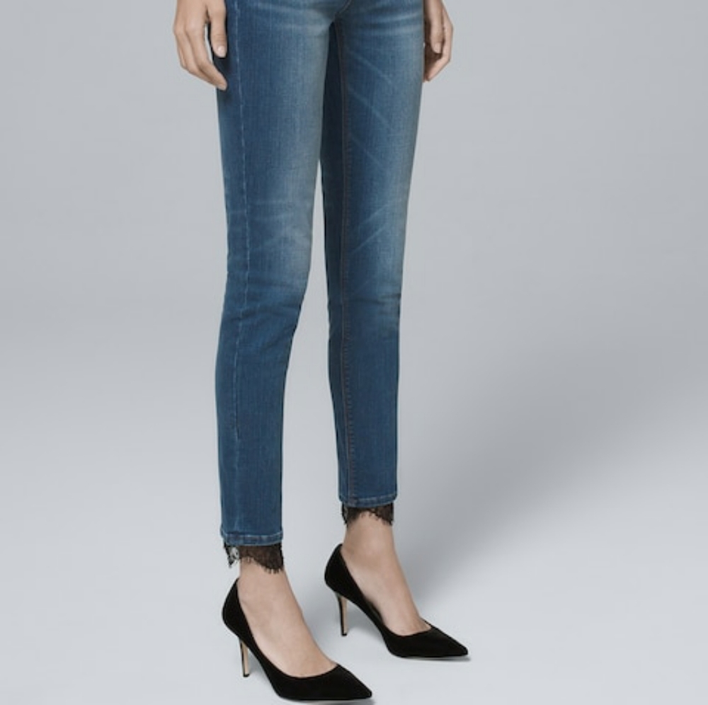 Whbm lace hem ankle jeans